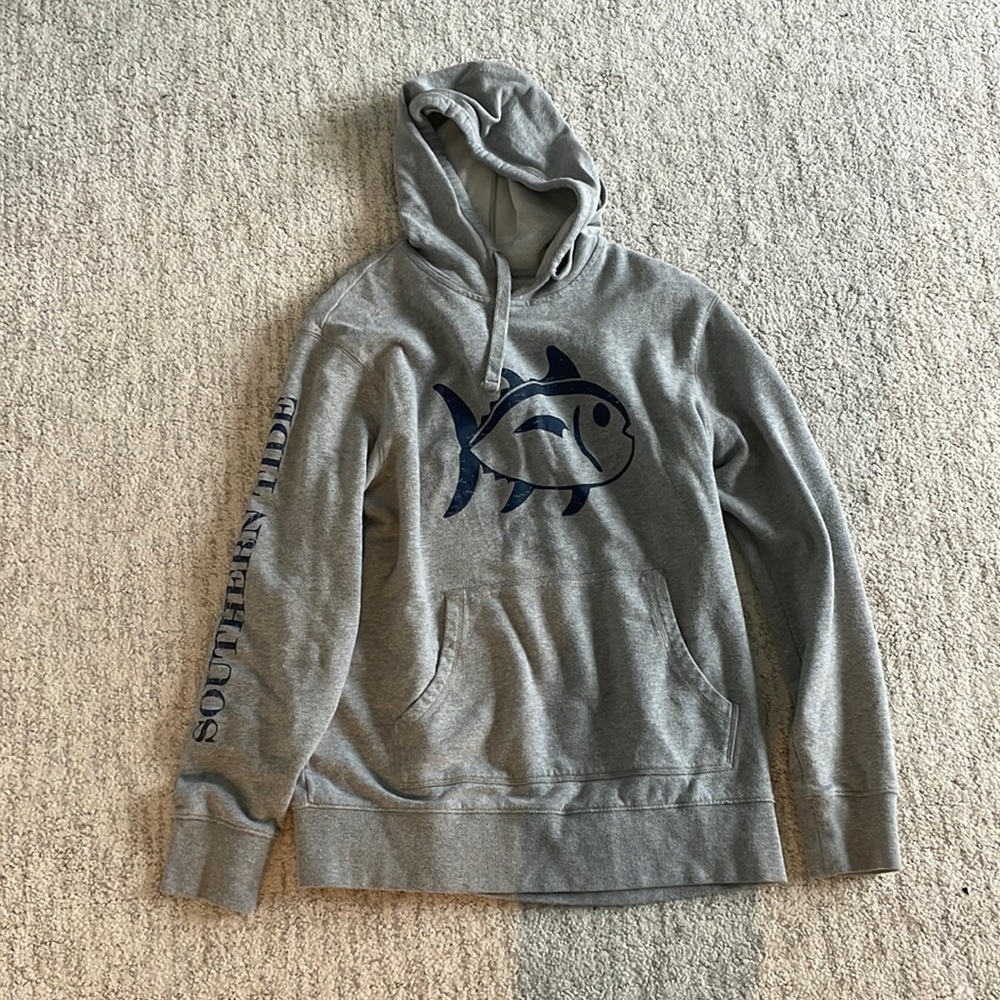 Southern tide grey fish hoodie